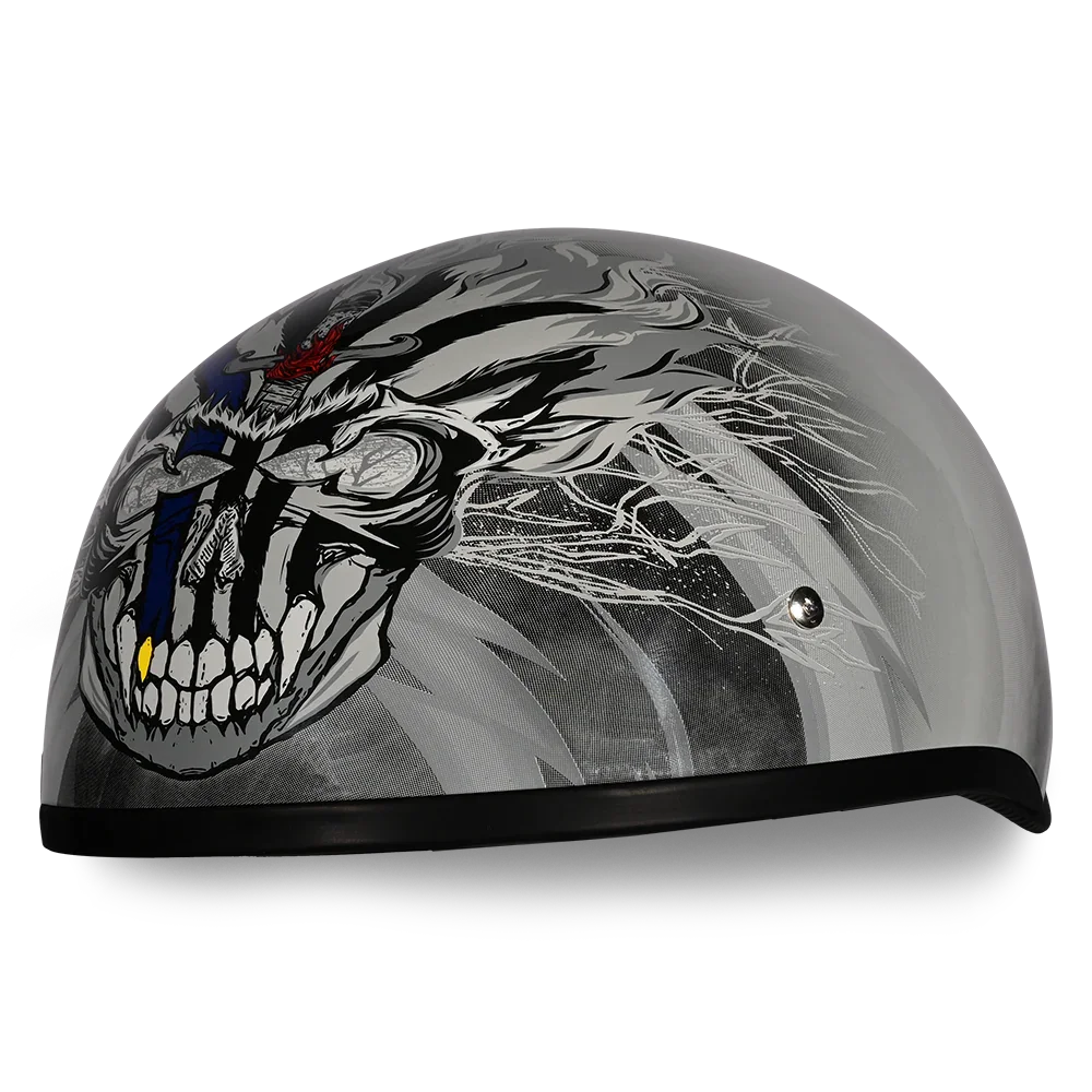 Daytona Helmets DOT Approved Daytona Motorcycle Half Face Helmet - Skull Cap Graphics for Men & Women, Scooters, ATVs, UTVs & Choppers - W/ Thunder
