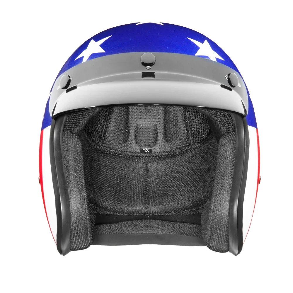 Daytona Helmets DOT Approved Daytona Cruiser Open Face Motorcycle Helmet - Men, Women & Youth - With Visor & Graphics - W/ Captain America