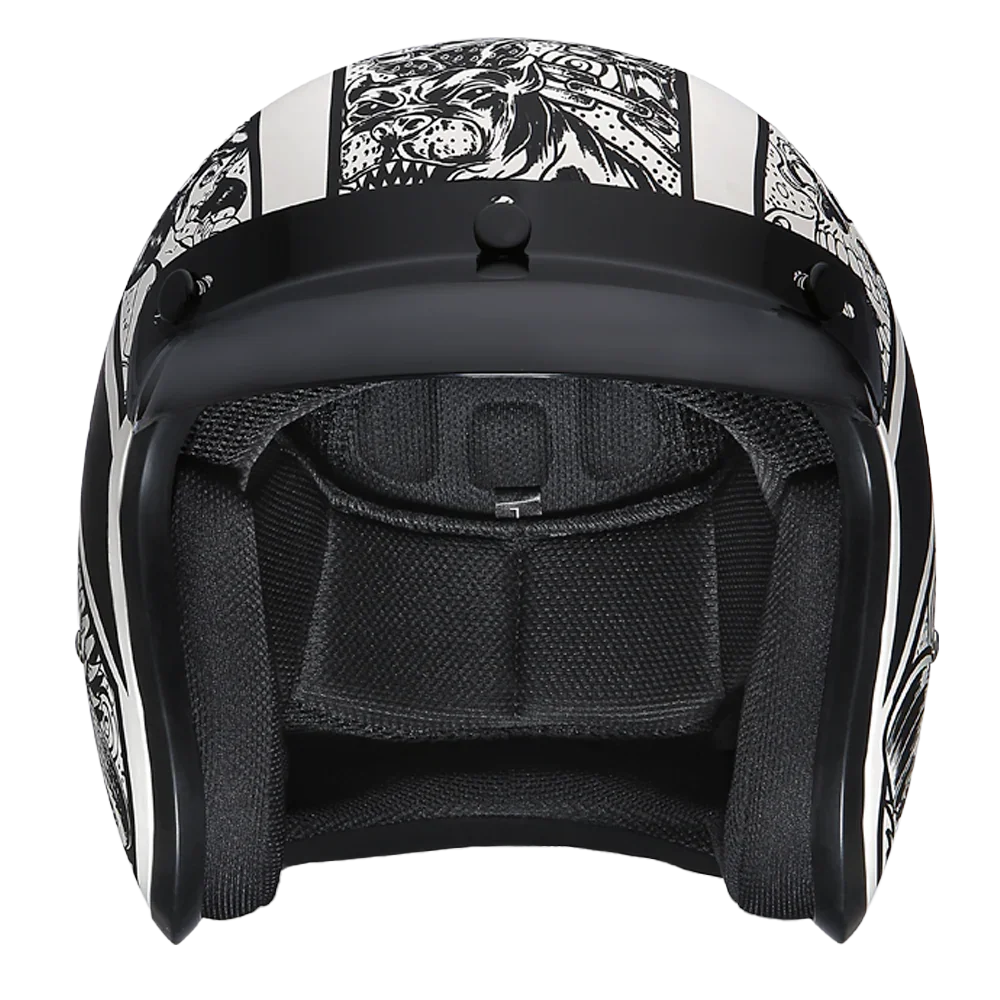 Daytona Helmets DOT Approved Daytona Cruiser Open Face Motorcycle Helmet - Men, Women & Youth - With Visor & Graphics - W/ Graffiti