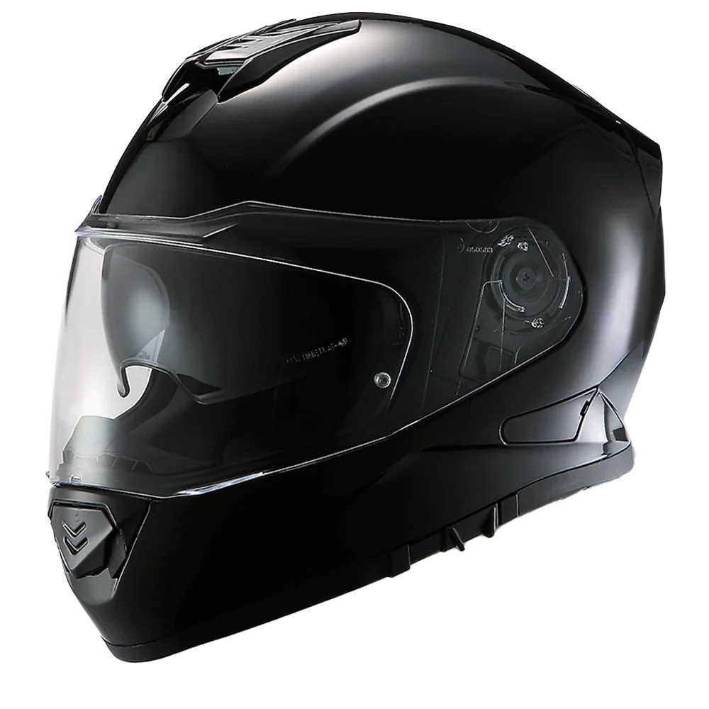 Daytona Helmets Daytona Detour Full Face Motorcycle Helmet - DOT Certified, Dual Visor, Street Bike Helmet, Men/Women/Youth - Hi-Gloss Black