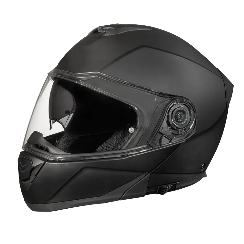 Daytona Helmets Daytona Glide Modular Motorcycle Helmet - DOT Approved, Bluetooth Ready, Dual Visor, Men/Women/Youth - Dull Black