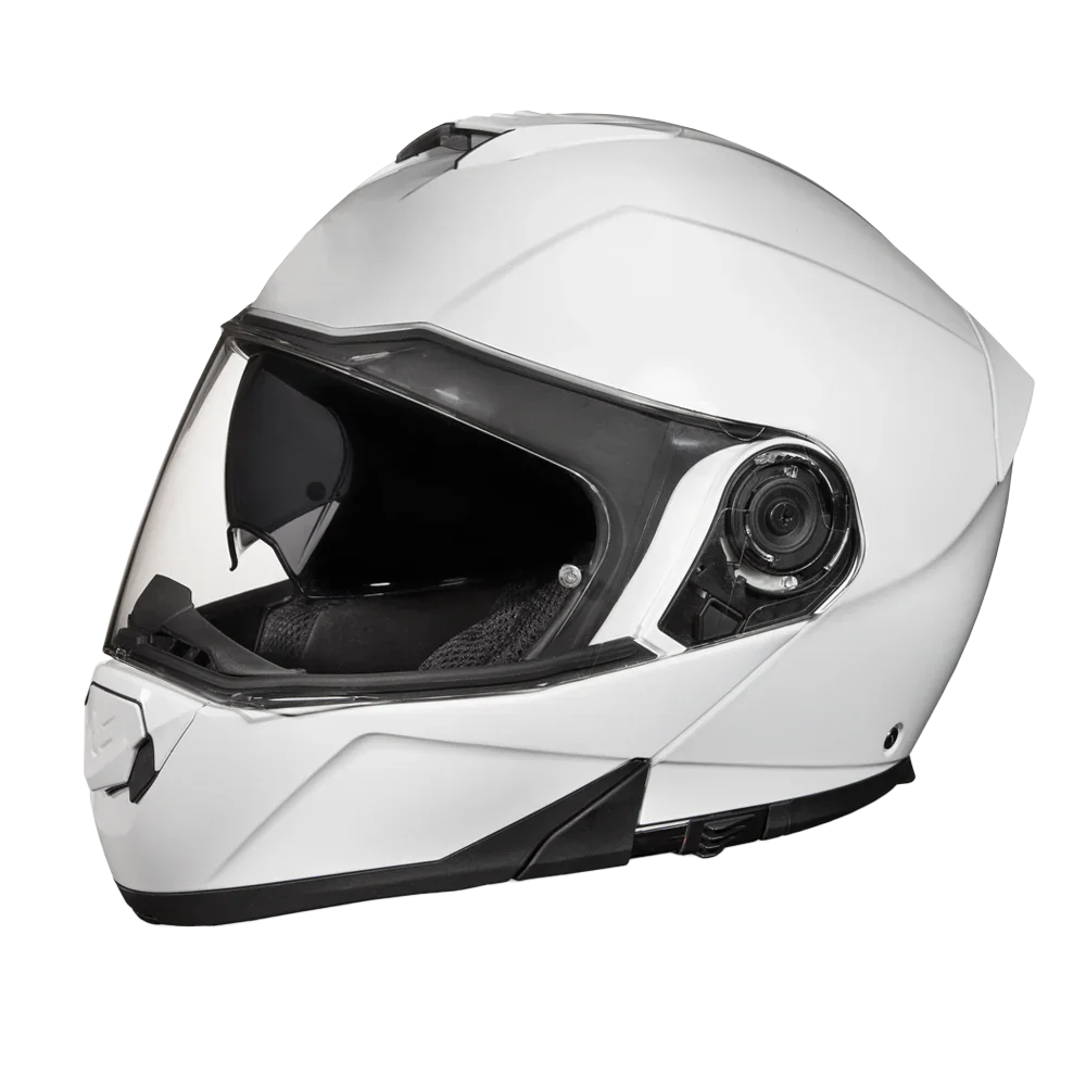 Daytona Helmets Daytona Glide Modular Motorcycle Helmet - DOT Approved, Bluetooth Ready, Dual Visor, Men/Women/Youth - Hi-Gloss White