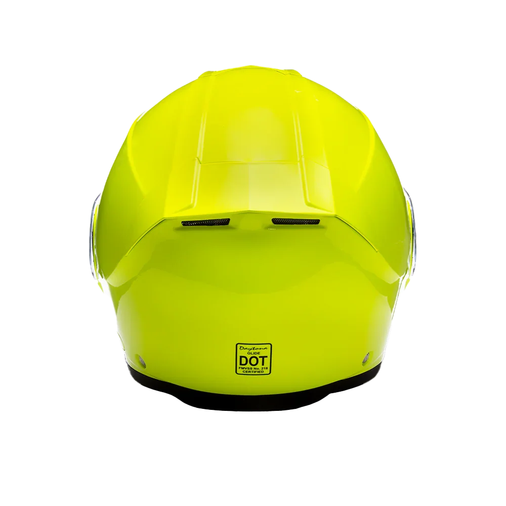Daytona Helmets Daytona Glide Modular Motorcycle Helmet - DOT Approved, Bluetooth Ready, Dual Visor, Men/Women/Youth - Fluorescent Yellow