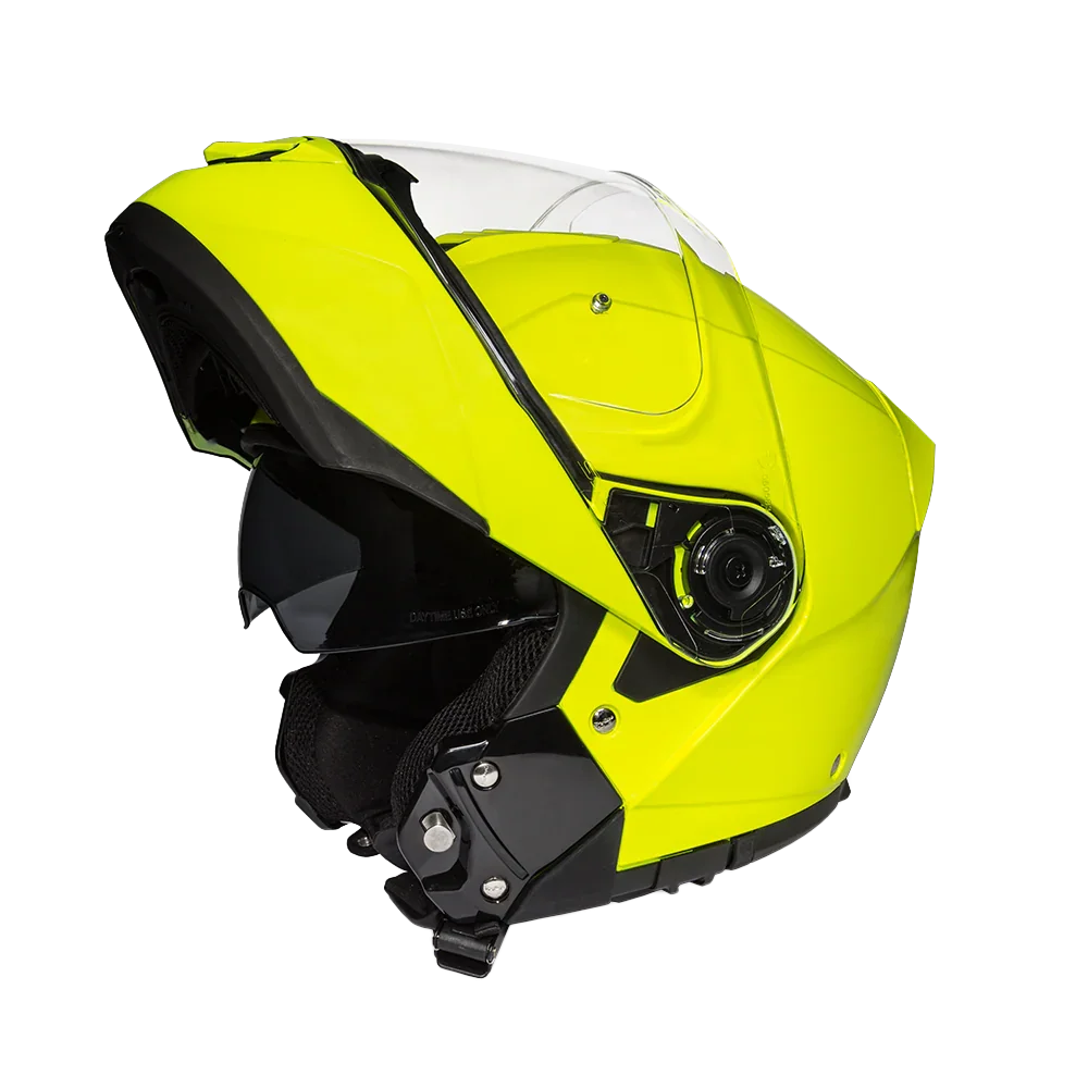 Daytona Helmets Daytona Glide Modular Motorcycle Helmet - DOT Approved, Bluetooth Ready, Dual Visor, Men/Women/Youth - Fluorescent Yellow