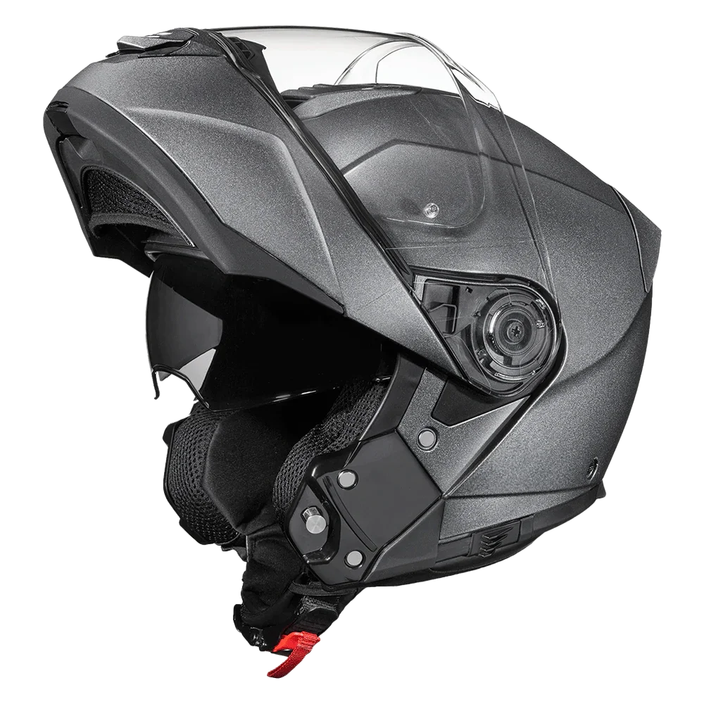 Daytona Helmets Daytona Glide Modular Motorcycle Helmet - DOT Approved, Bluetooth Ready, Dual Visor, Men/Women/Youth - Gun Metal Grey Metallic