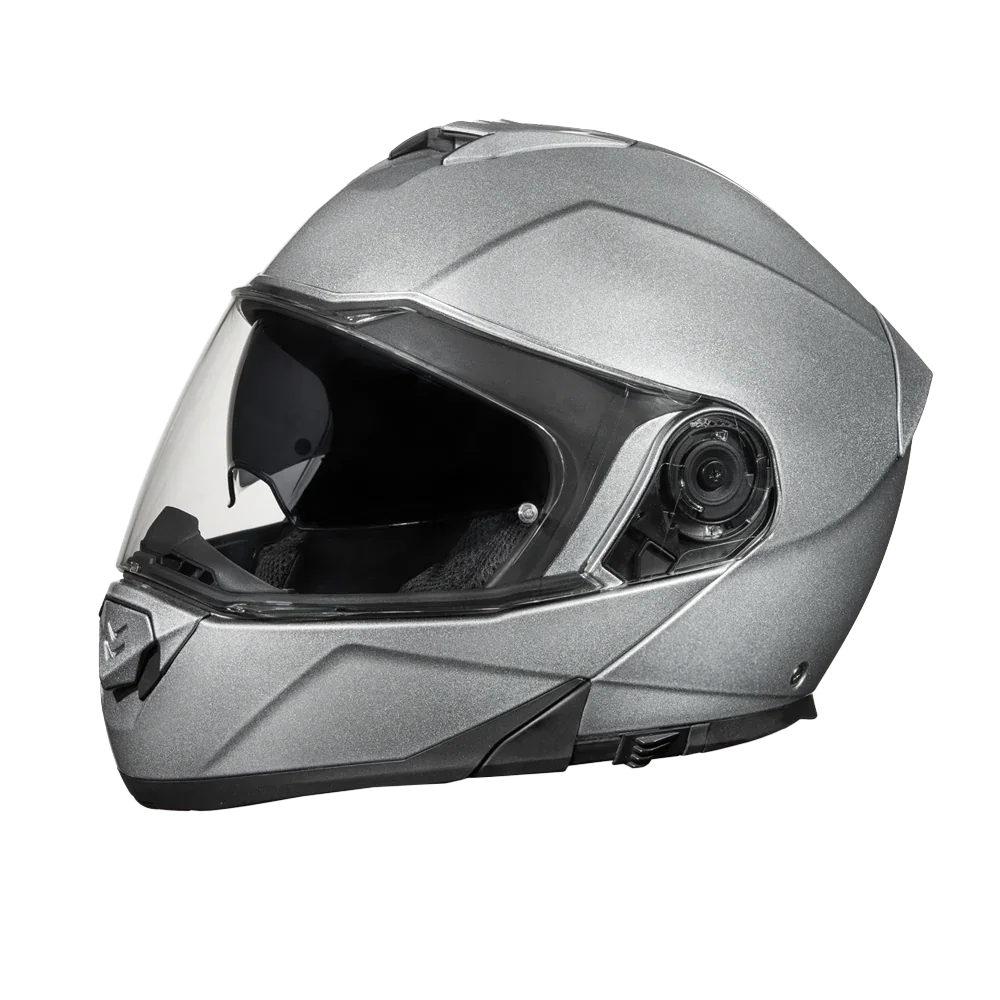 Daytona Helmets Daytona Glide Modular Motorcycle Helmet - DOT Approved, Bluetooth Ready, Dual Visor, Men/Women/Youth- Silver Metallic