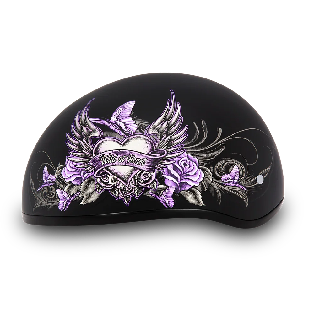 Daytona Helmets DOT Approved Daytona Motorcycle Half Face Helmet - Skull Cap Graphics for Men & Women, Scooters, ATVs, UTVs & Choppers - W/ Wild At Heart
