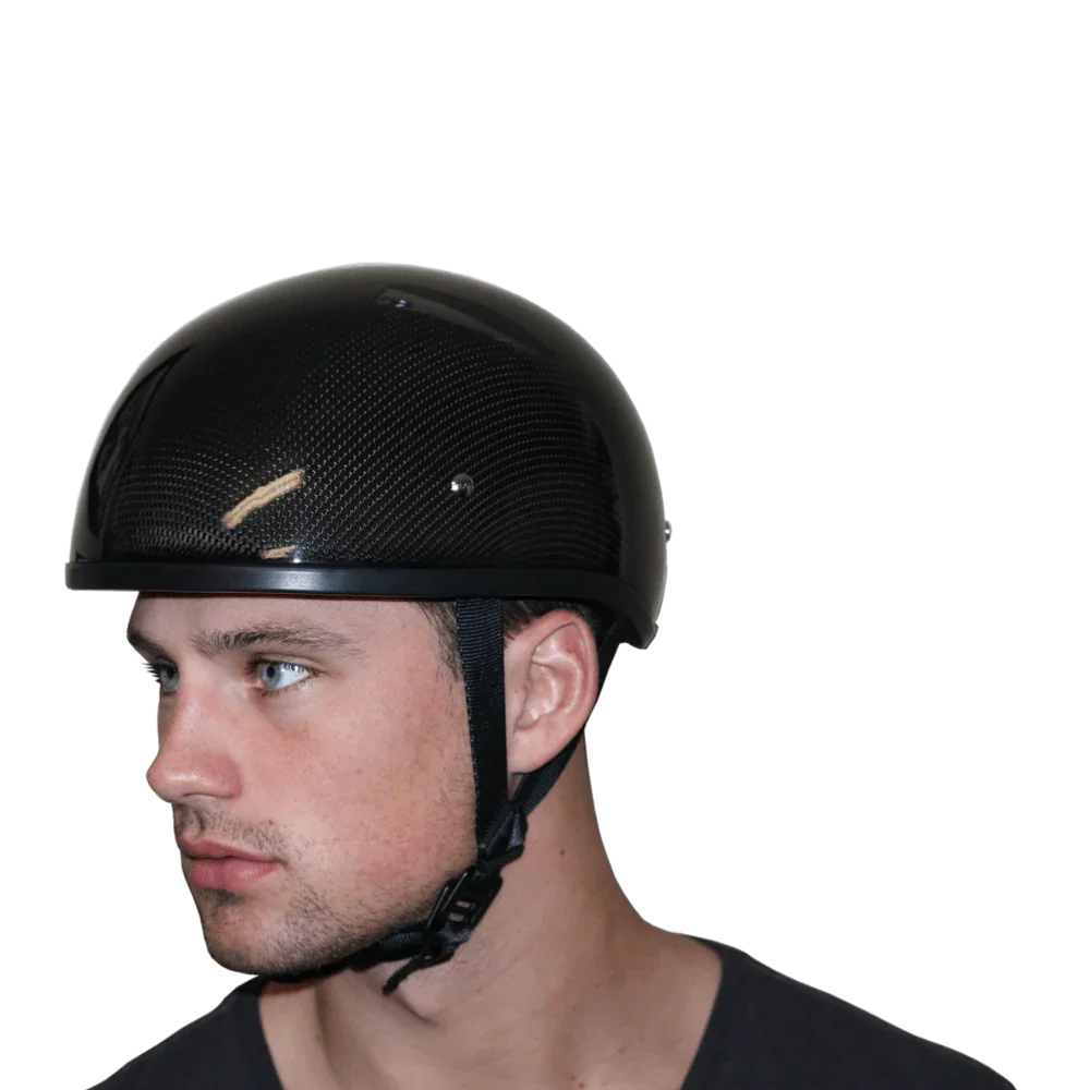 Daytona Helmets D.O.T. Daytona Skull Cap W/O Visor- Grey Carbon Fiber