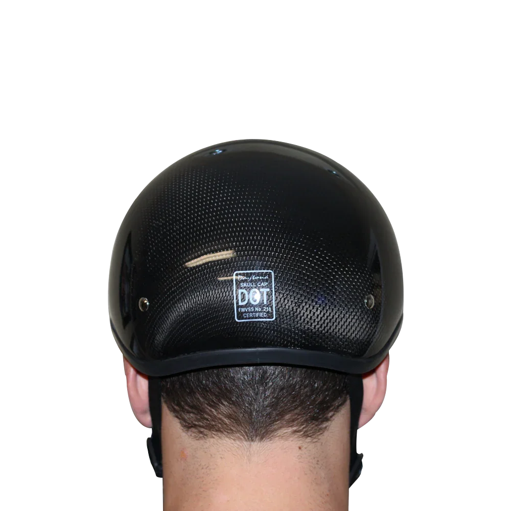 Daytona Helmets D.O.T. Daytona Skull Cap W/O Visor- Grey Carbon Fiber