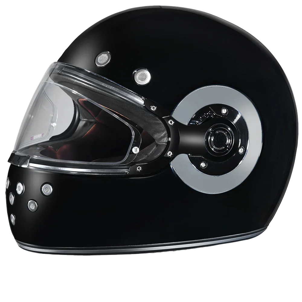 Daytona Helmets DOT Daytona Retro Full Face Motorcycle Helmet: Vintage Style for Men, Women, & Youth - Hi-Gloss Black w/ Chrome Accents
