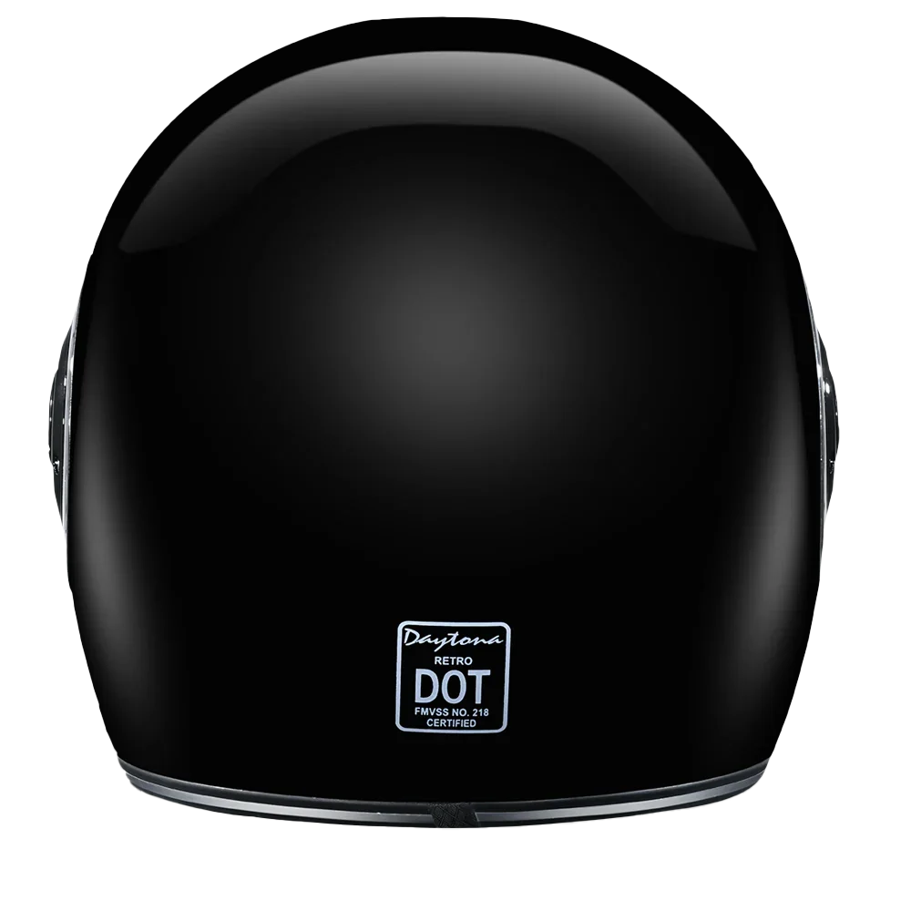 Daytona Helmets DOT Daytona Retro Full Face Motorcycle Helmet: Vintage Style for Men, Women, & Youth - Hi-Gloss Black w/ Chrome Accents