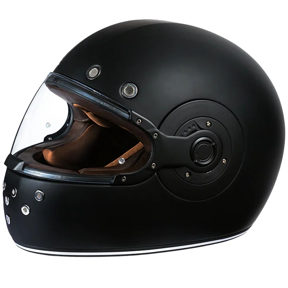 Daytona Helmets DOT Daytona Retro Full Face Motorcycle Helmet: Vintage Style for Men, Women, & Youth - Dull Black W/ Dull Black Accents