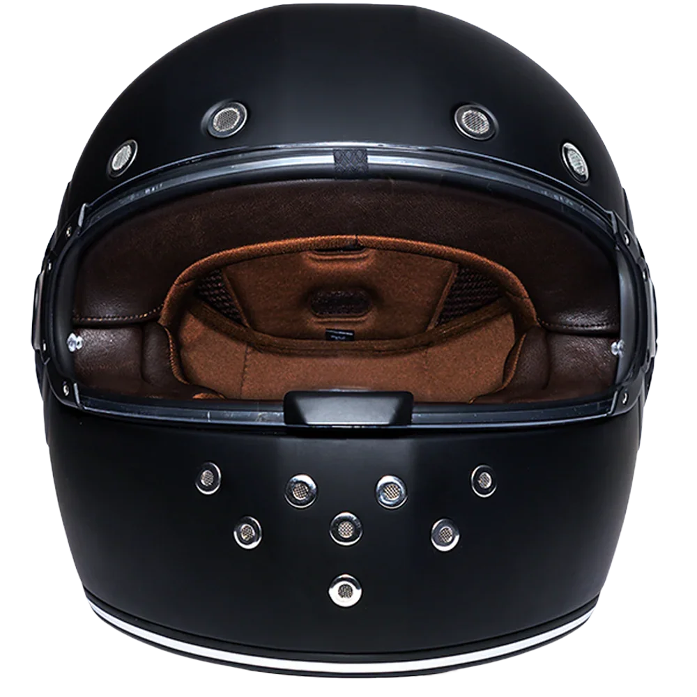 Daytona Helmets DOT Daytona Retro Full Face Motorcycle Helmet: Vintage Style for Men, Women, & Youth - Dull Black W/ Dull Black Accents