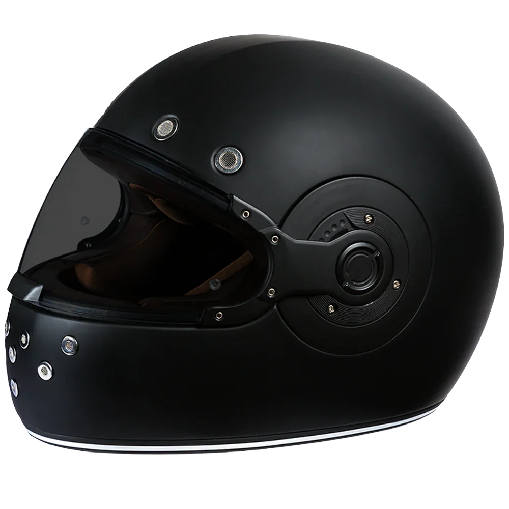 Daytona Helmets DOT Daytona Retro Full Face Motorcycle Helmet: Vintage Style for Men, Women, & Youth - Dull Black W/ Dull Black Accents