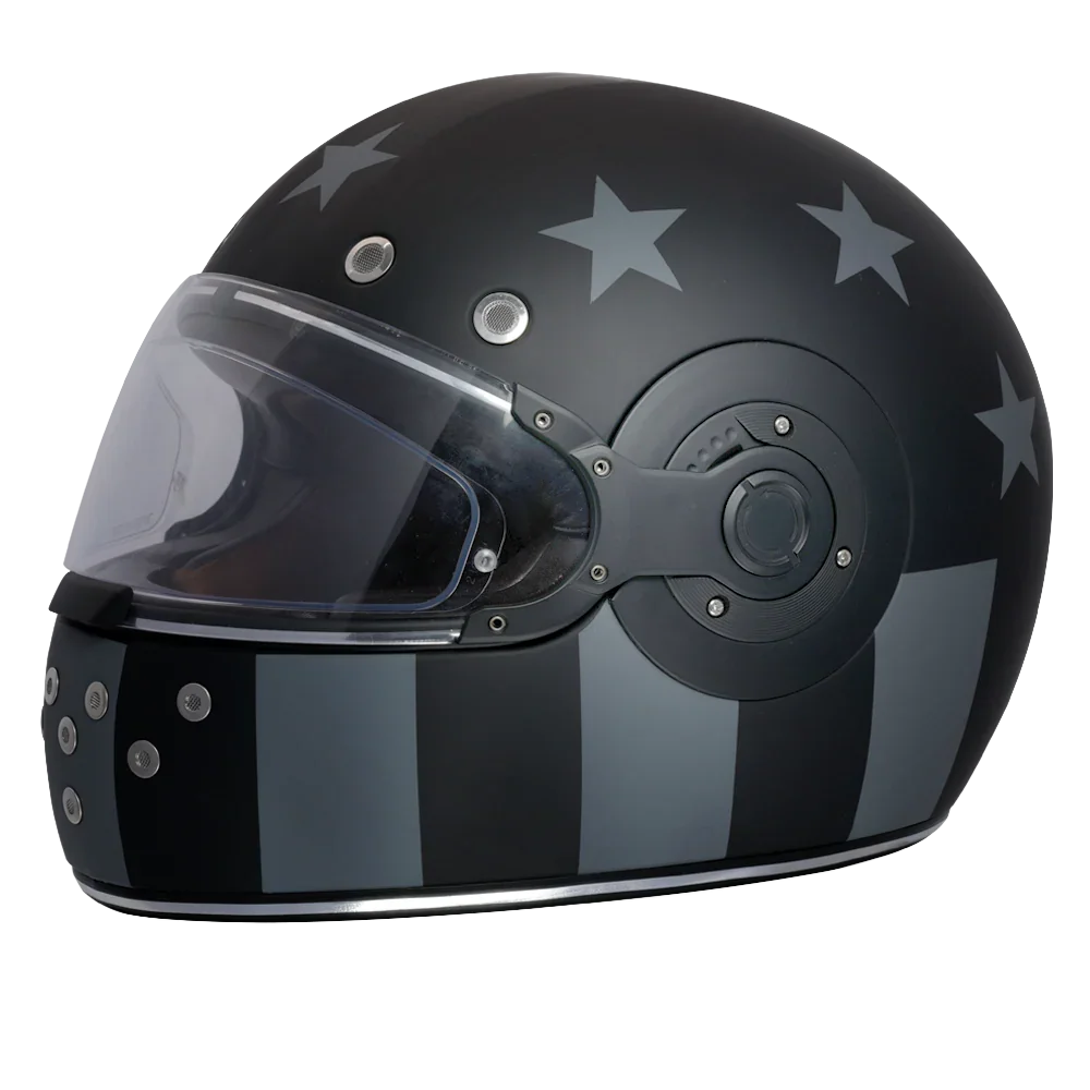 Daytona Helmets DOT Daytona Retro Full Face Motorcycle Helmet: Vintage Style for Men, Women, & Youth - W/ Captain America Stealth